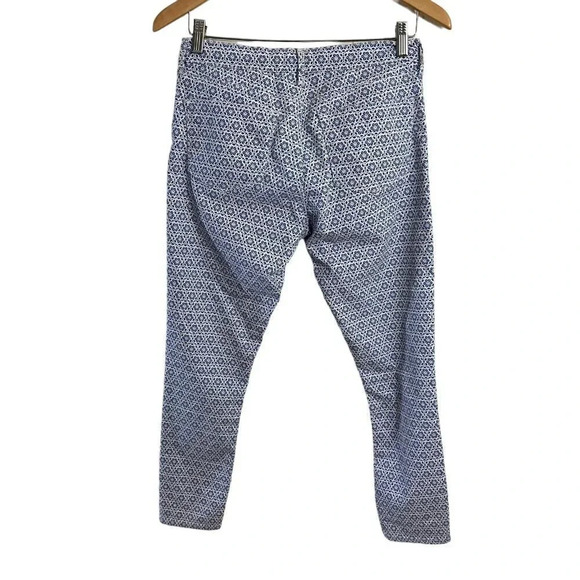 TopShop Moto Leigh Pants W30 Blue and White Geometric Pattern Skinny Leg Pants - Picture 2 of 7